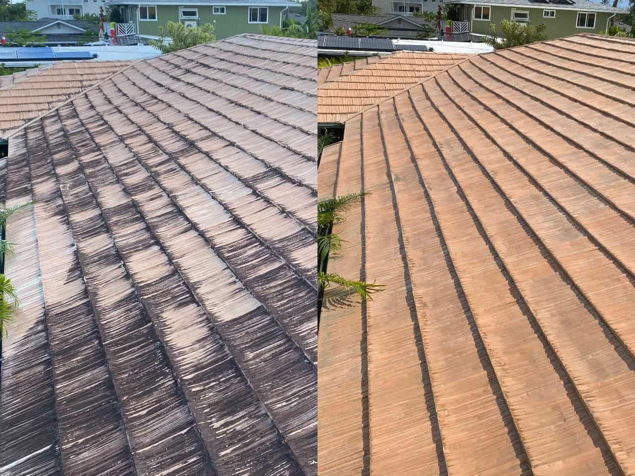 image of clean roof after pacific spray wash cleaning